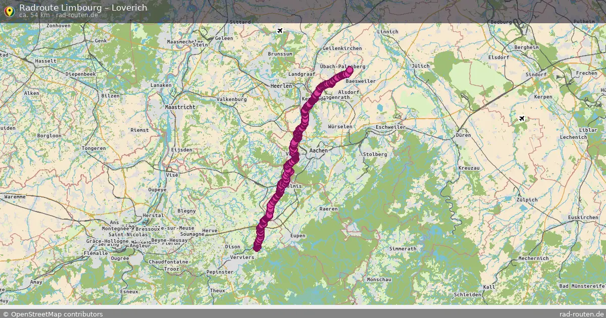Fahrradroute Limbourg – Loverich (54 km) – Rad-Routen.de