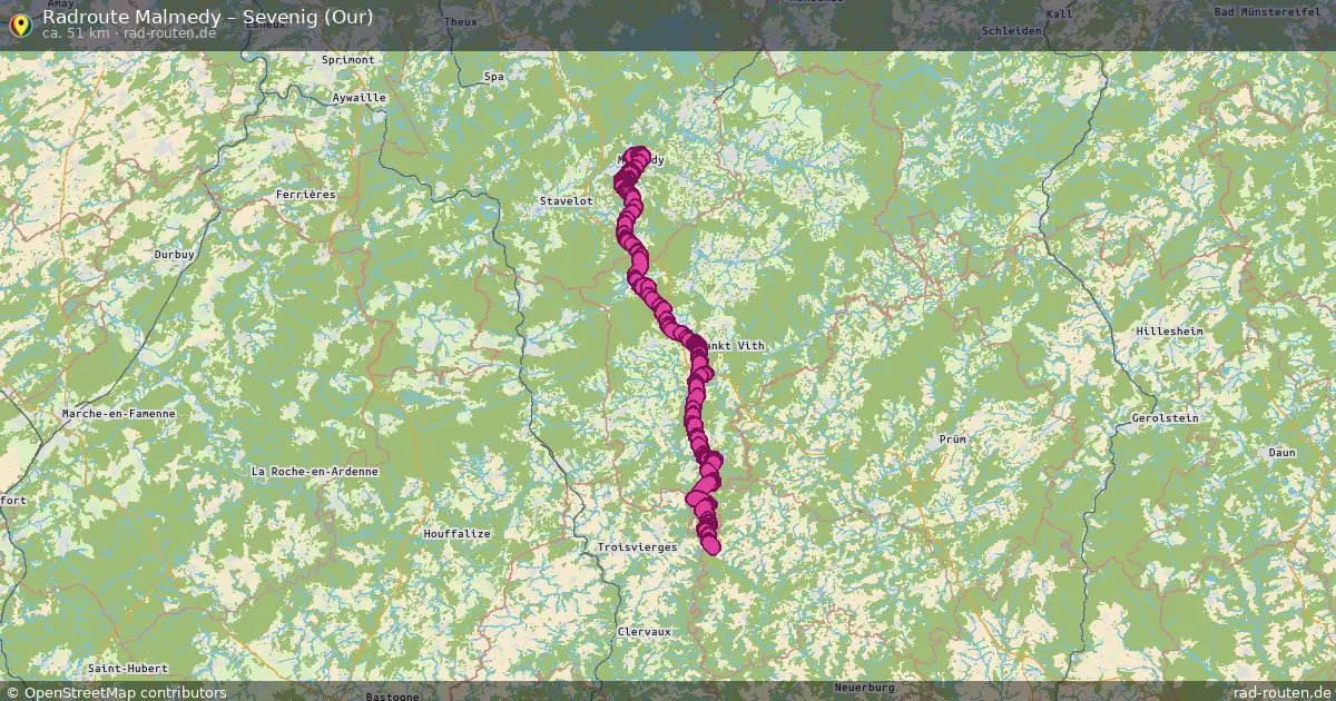 Fahrradroute Malmedy – Sevenig (Our) (51 km) – Rad-Routen.de