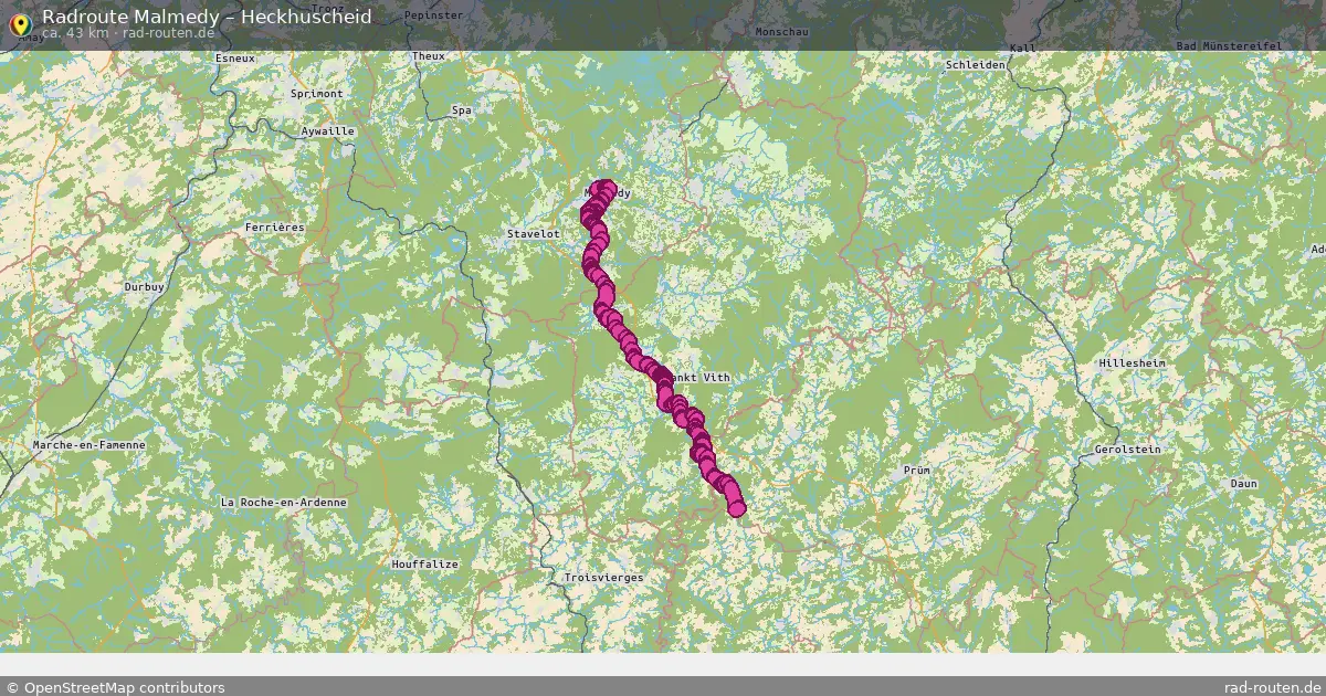 Fahrradroute Malmedy – Heckhuscheid (43 km) – Rad-Routen.de