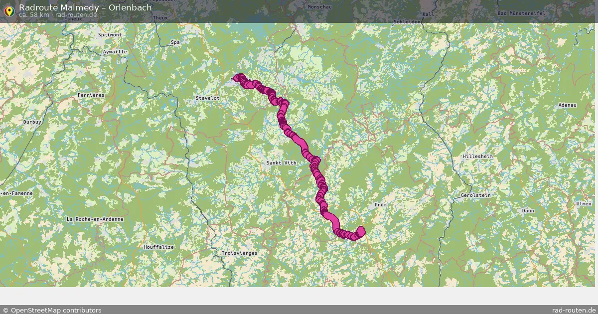 Fahrradroute Malmedy – Orlenbach (58 km) – Rad-Routen.de
