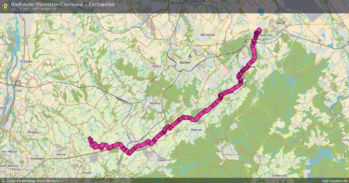 Fahrradroute Thimister-Clermont – Eschweiler (50 km) – Rad-Routen.de