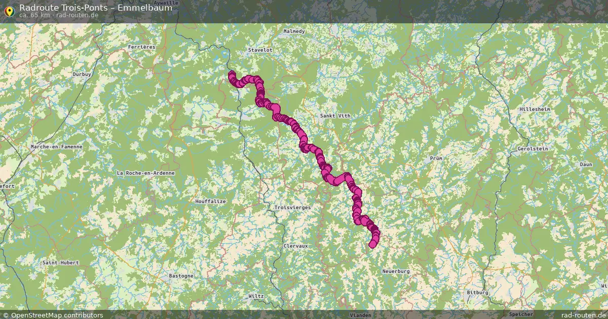 Fahrradroute Trois-Ponts – Emmelbaum (65 km) – Rad-Routen.de