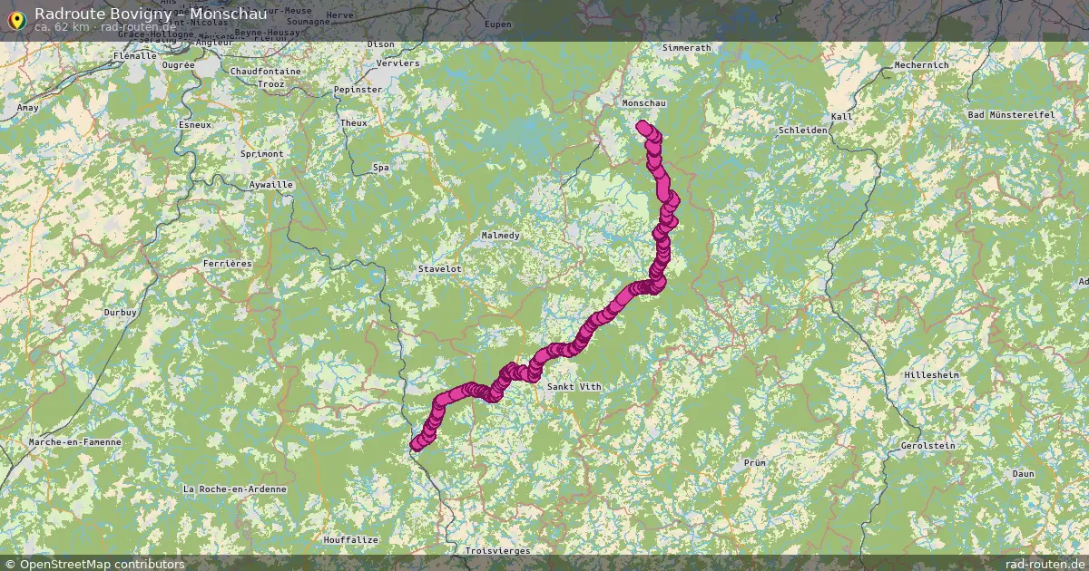 Fahrradroute Bovigny – Monschau (62 km) – Rad-Routen.de