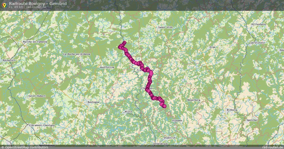 Fahrradroute Bovigny – Gemünd (49 km) – Rad-Routen.de
