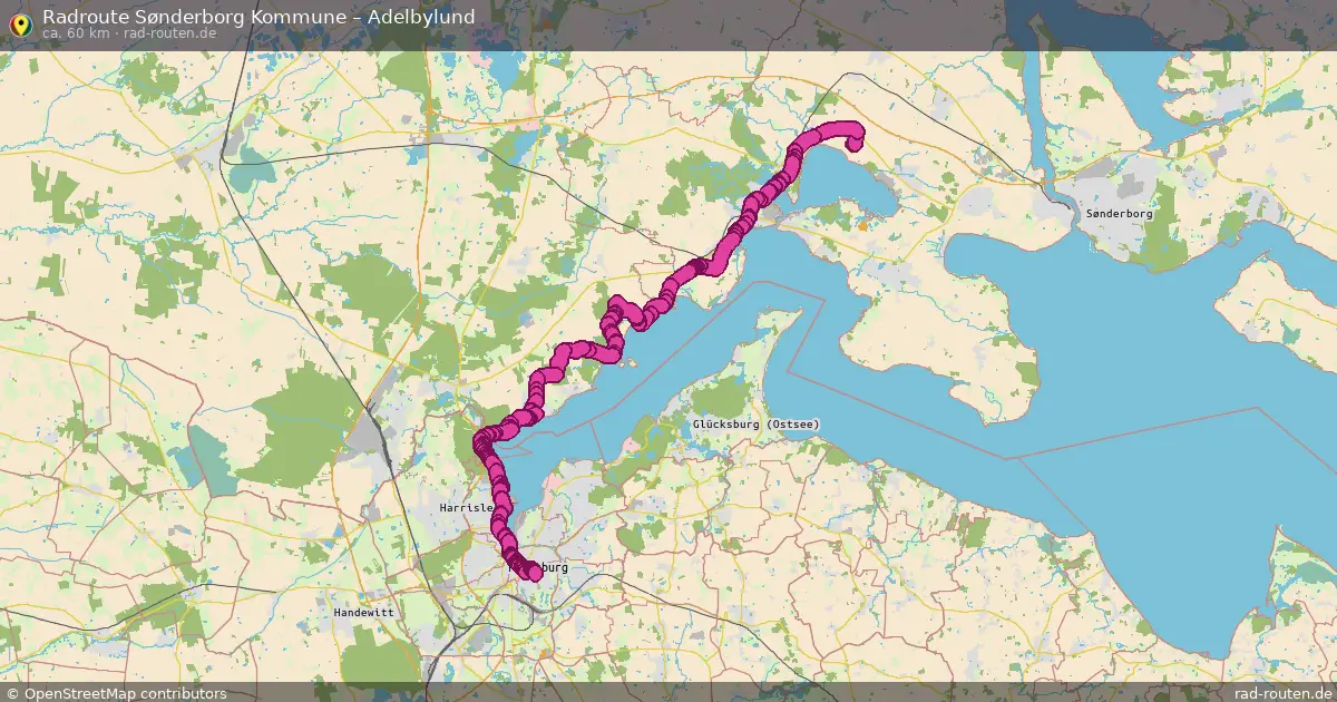 Fahrradroute von Sønderborg Kommune nach Adelbylund