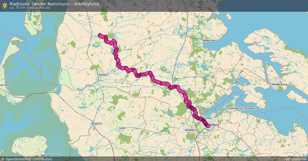 Fahrradroute Tønder Kommune – Adelbylund (70 km) – Rad-Routen.de