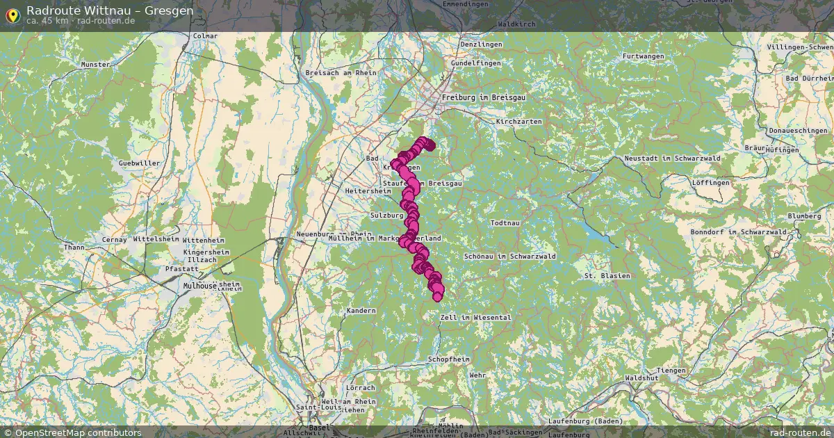Fahrradroute Wittnau – Gresgen (45 km) – Rad-Routen.de