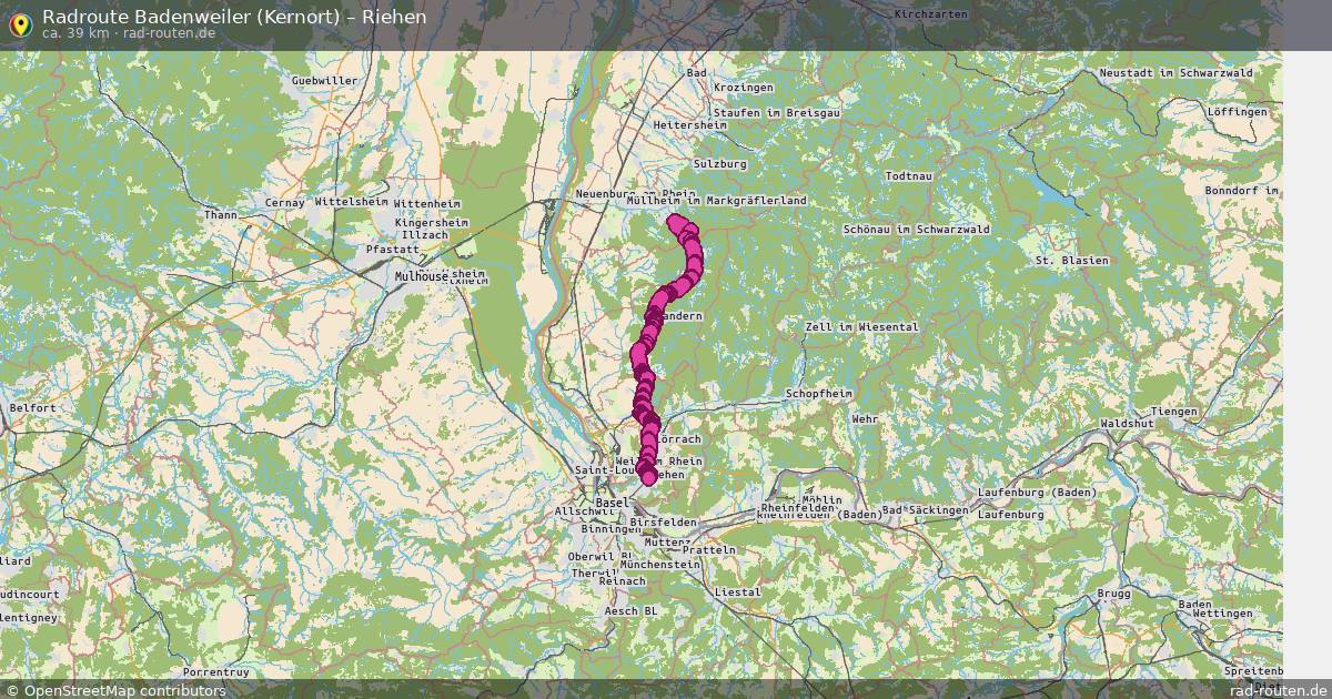 Fahrradroute Badenweiler (Kernort) – Riehen