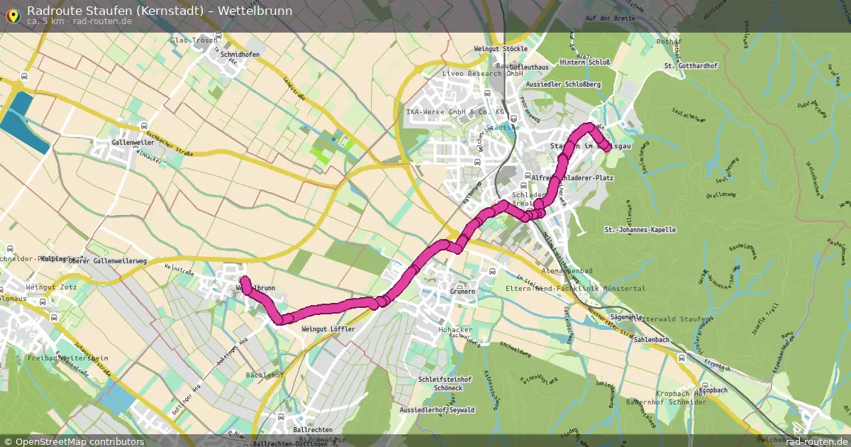 Radtour Staufen (Kernstadt) – Wettelbrunn