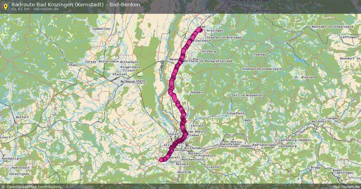 Radtour Bad Krozingen (Kernstadt) – Biel-Benken