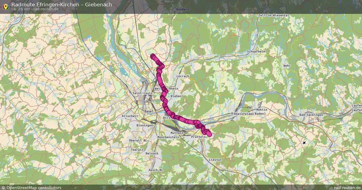 Fahrradroute Efringen-Kirchen – Giebenach (26 km) – Rad-Routen.de