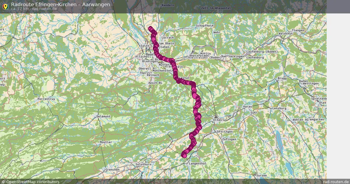 Fahrradroute Efringen-Kirchen – Aarwangen (77 km) – Rad-Routen.de