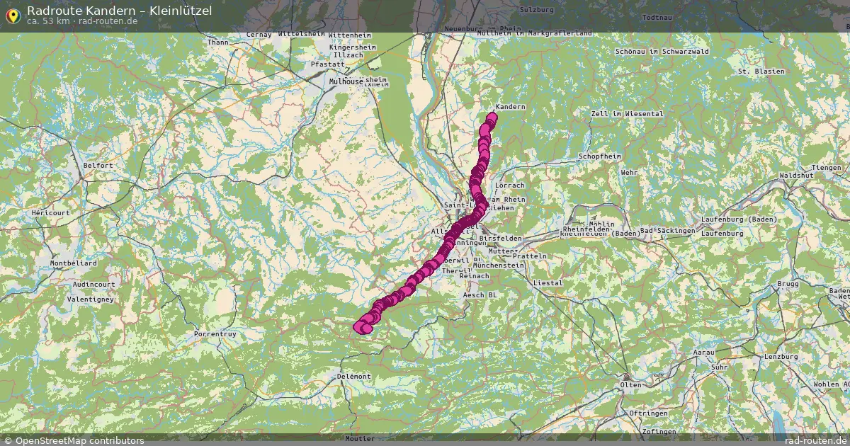 Fahrradroute Kandern – Kleinlützel (53 km) – Rad-Routen.de
