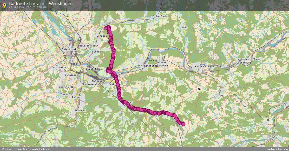 Fahrradroute Lörrach – Wenslingen