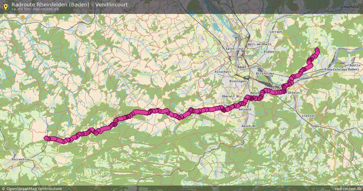 Radtour Rheinfelden (Baden) – Vendlincourt