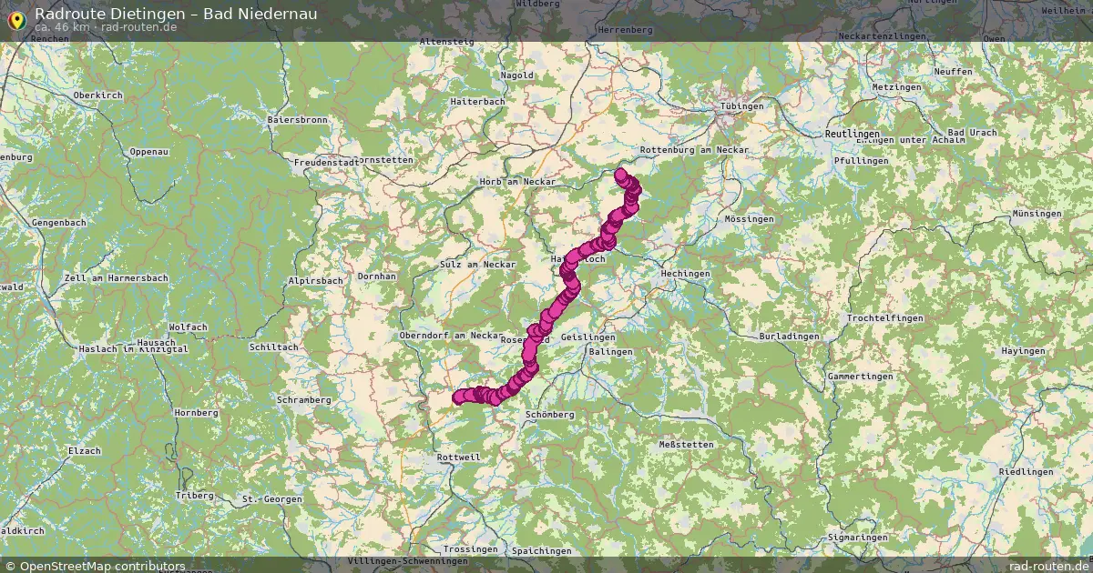 Fahrradroute Dietingen – Bad Niedernau (46 km) – Rad-Routen.de