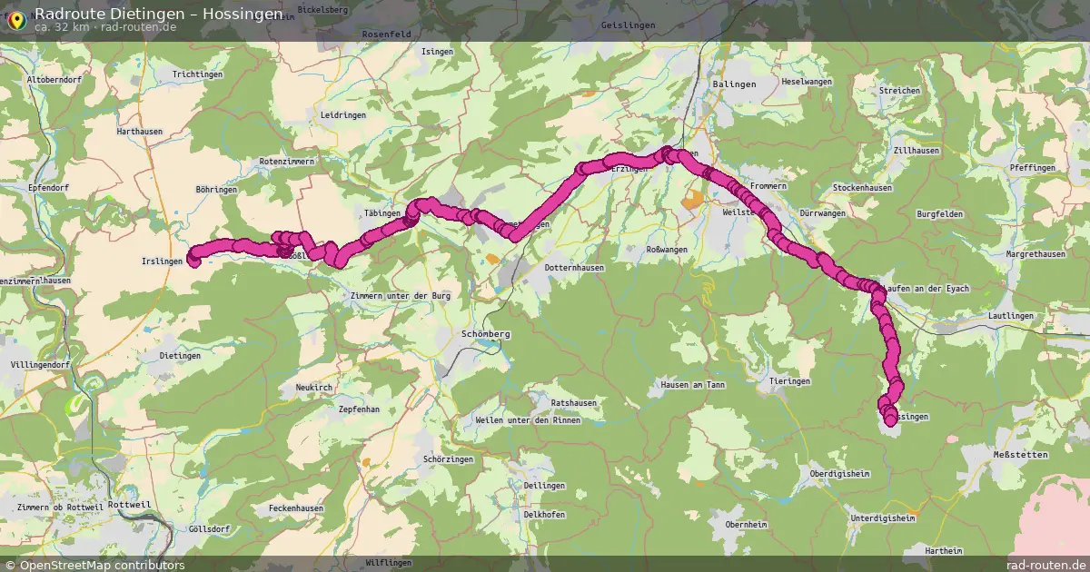 Fahrradroute Dietingen – Hossingen (32 km) – Rad-Routen.de