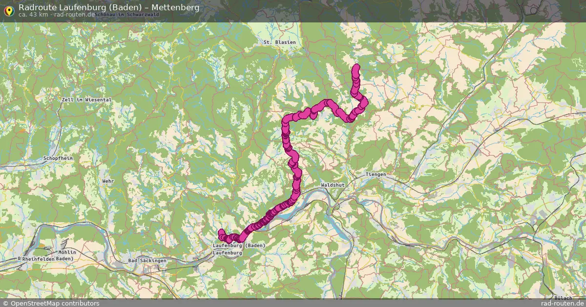 Fahrradroute Laufenburg (Baden) – Mettenberg (43 km) – Rad-Routen.de