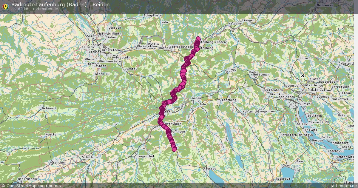 Fahrradroute Laufenburg (Baden) – Reiden (62 km) – Rad-Routen.de