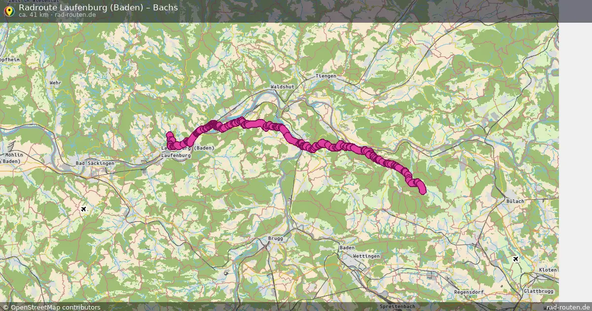Fahrradroute Laufenburg (Baden) – Bachs (41 km) – Rad-Routen.de
