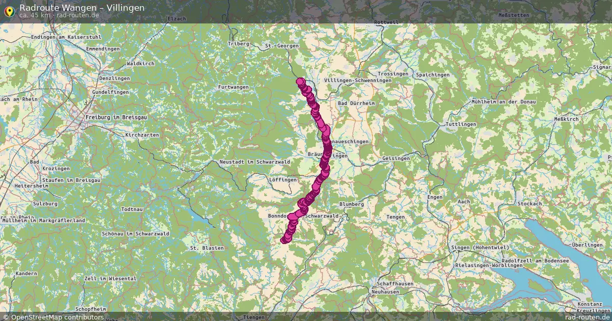 Fahrradroute Wangen – Villingen