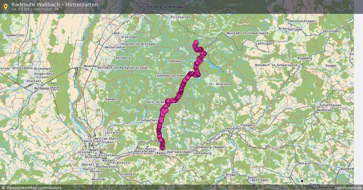 Fahrradroute Wallbach – Hinterzarten (63 km) – Rad-Routen.de