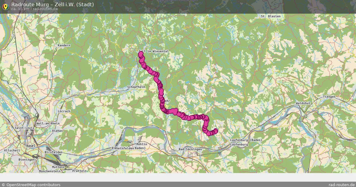 Fahrradroute Murg – Zell I.w. (Stadt) (35 km) – Rad-Routen.de