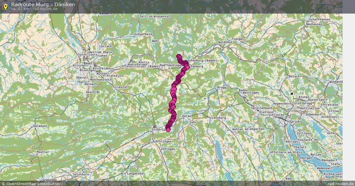 Fahrradroute Murg – Däniken (47 km) – Rad-Routen.de
