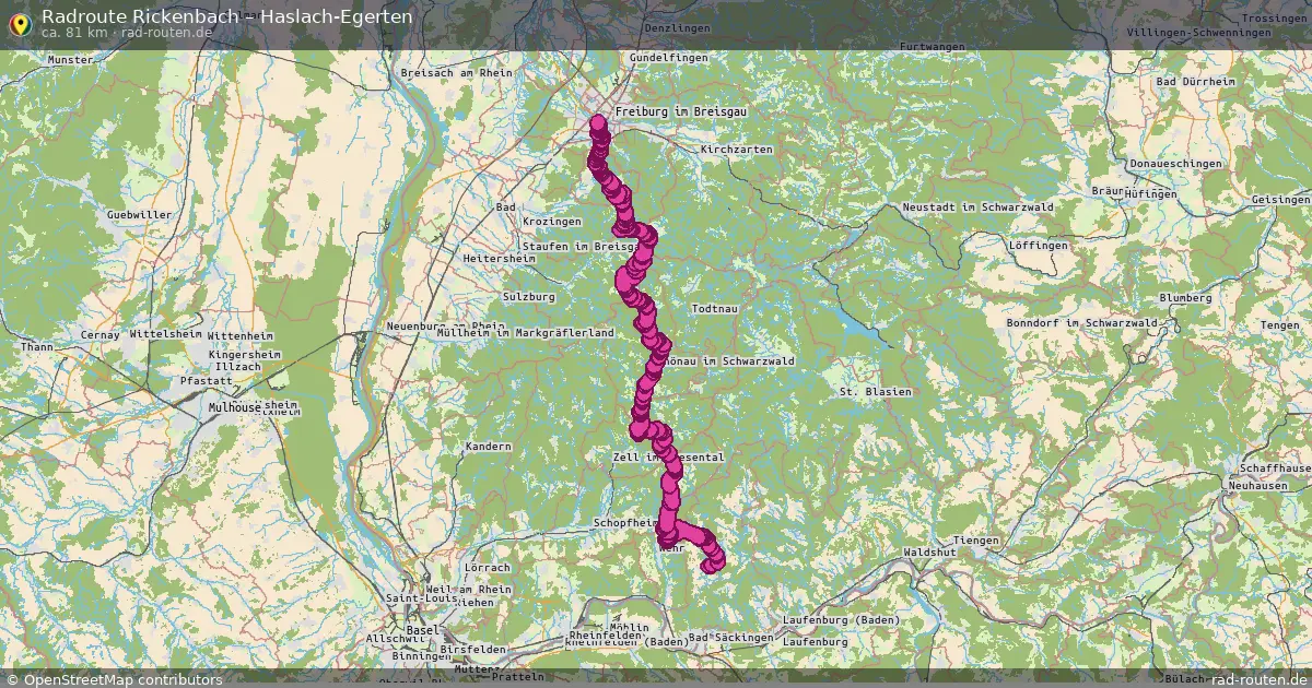 Fahrradroute Rickenbach – Haslach-Egerten (81 km) – Rad-Routen.de