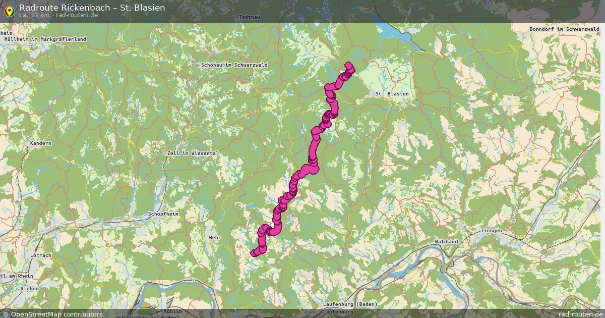 Fahrradroute Rickenbach – St. Blasien (33 km) – Rad-Routen.de