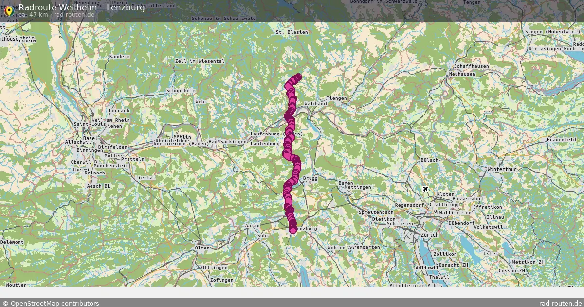 Fahrradroute Weilheim – Lenzburg (51 km) – Rad-Routen.de