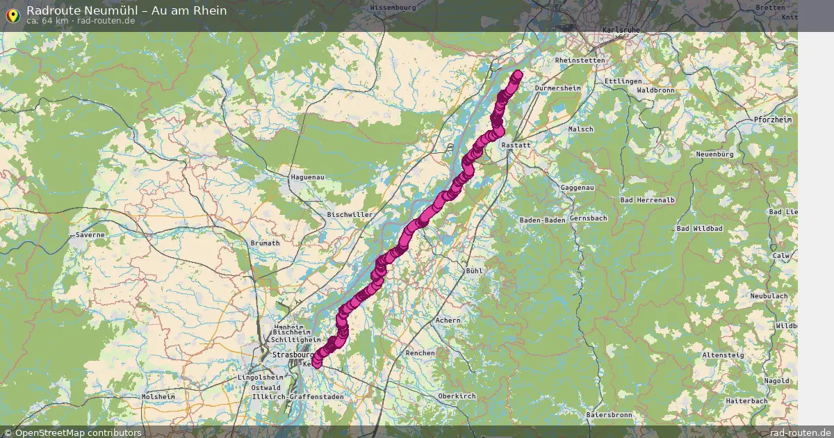 Fahrradroute Neumühl – Au Am Rhein (64 km) – Rad-Routen.de