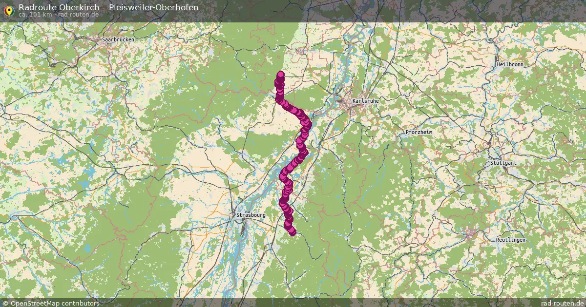 Fahrradroute Oberkirch – Pleisweiler-Oberhofen (102 km) – Rad-Routen.de