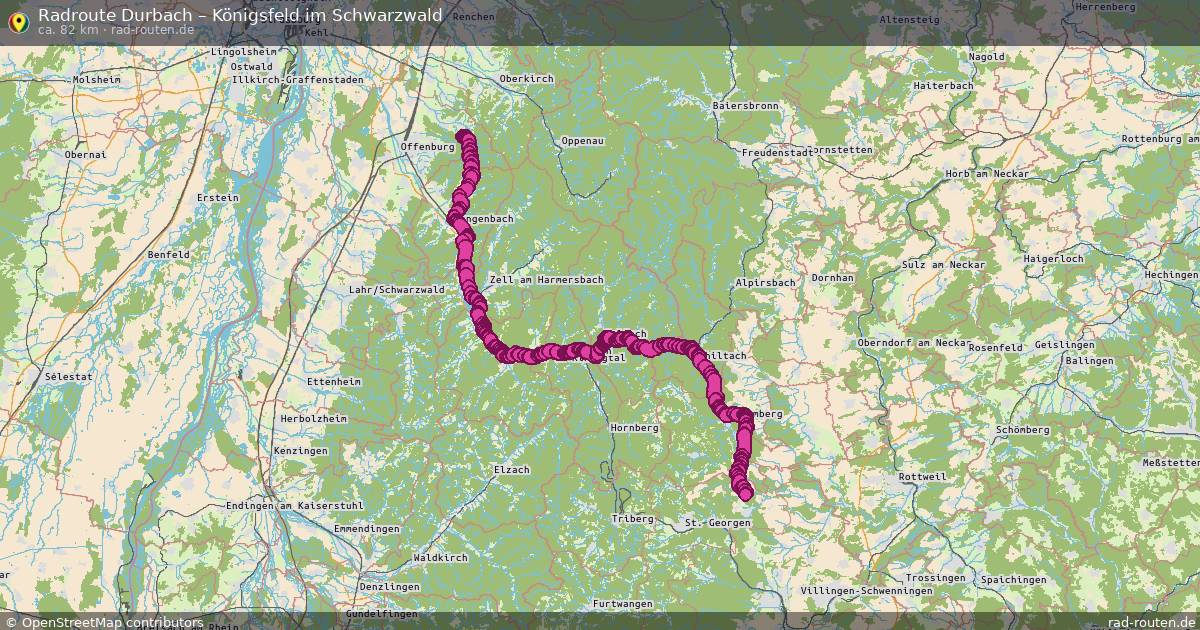 Fahrradroute Durbach – Königsfeld Im Schwarzwald (82 km) – Rad-Routen.de