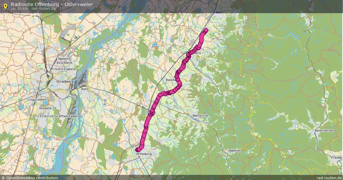 Fahrradroute Offenburg – Ottersweier (29 km) – Rad-Routen.de