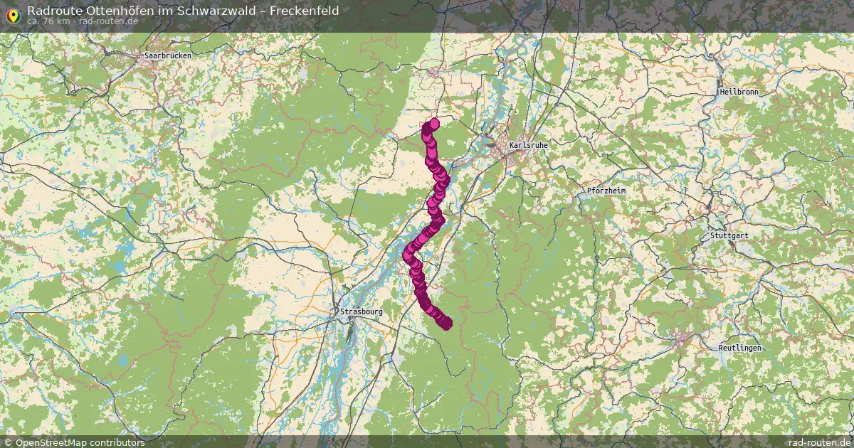 Fahrradroute Ottenhöfen Im Schwarzwald – Freckenfeld (76 km) – Rad-Routen.de