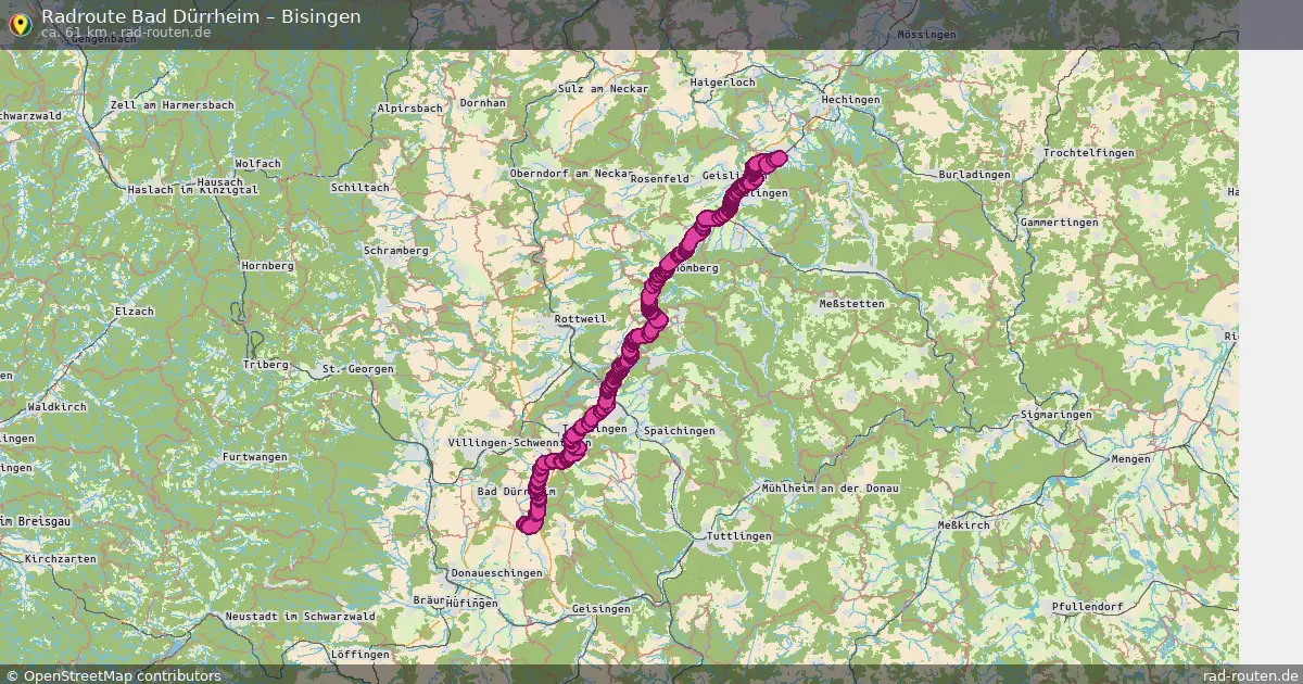 Fahrradroute Bad Dürrheim – Bisingen (57 km) – Rad-Routen.de