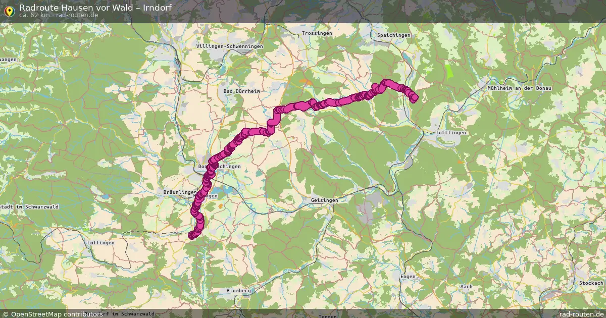 Fahrradroute Hausen Vor Wald – Irndorf (62 km) – Rad-Routen.de