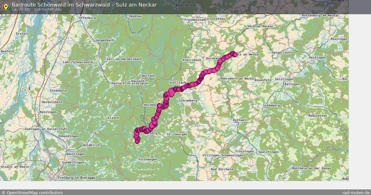 Fahrradroute Schönwald Im Schwarzwald – Sulz Am Neckar (76 km) – Rad-Routen.de