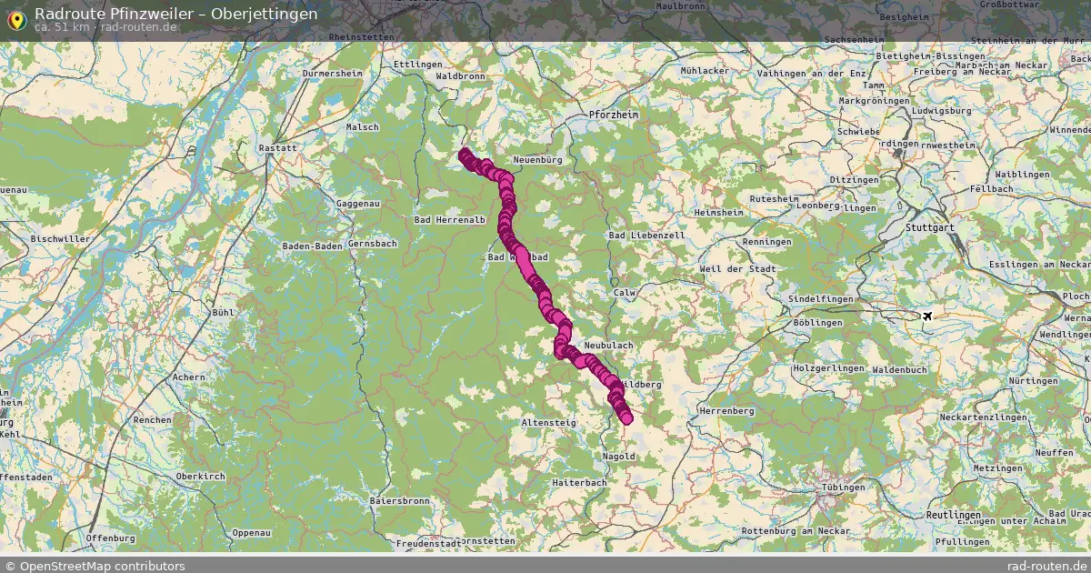 Fahrradroute Pfinzweiler – Oberjettingen