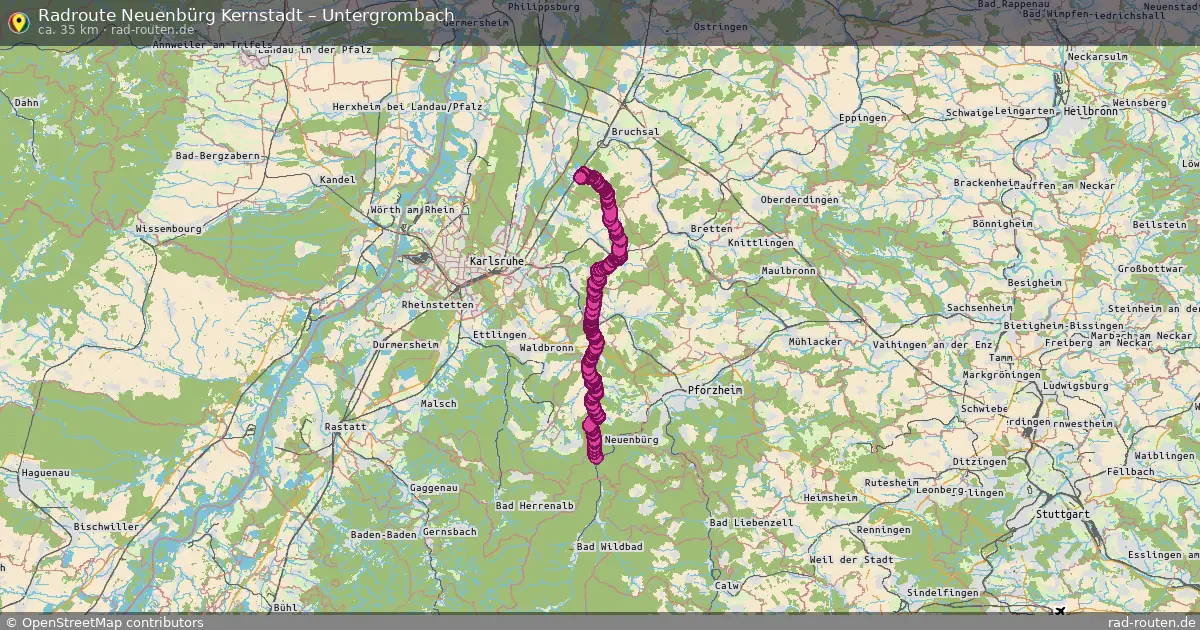 Fahrradroute Neuenbürg Kernstadt – Untergrombach (35 km) – Rad-Routen.de