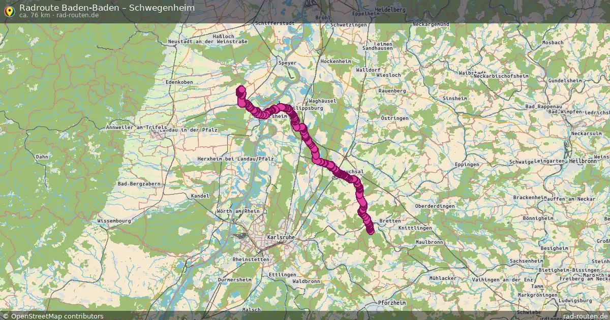 Fahrradroute Baden-Baden – Schwegenheim (76 km) – Rad-Routen.de