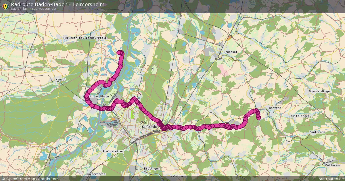 Fahrradroute Baden-Baden – Leimersheim (55 km) – Rad-Routen.de