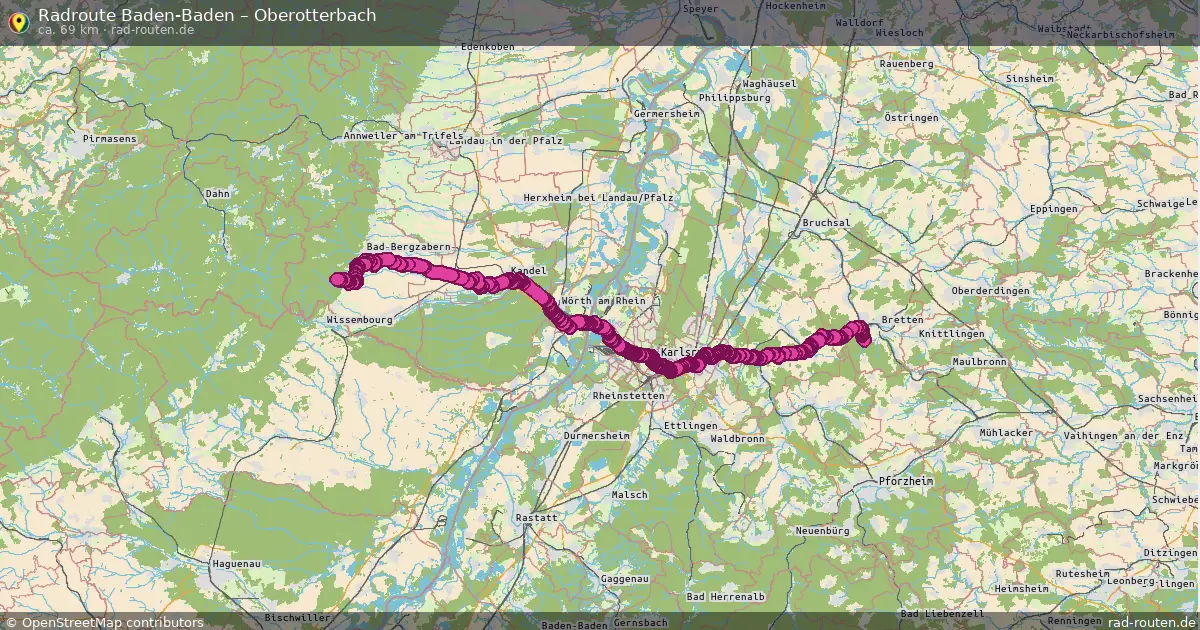 Fahrradroute Baden-Baden – Oberotterbach (69 km) – Rad-Routen.de