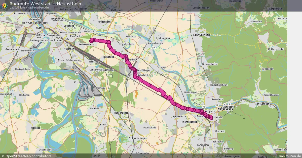 Fahrradroute Weststadt – Neuostheim (18 km) – Rad-Routen.de