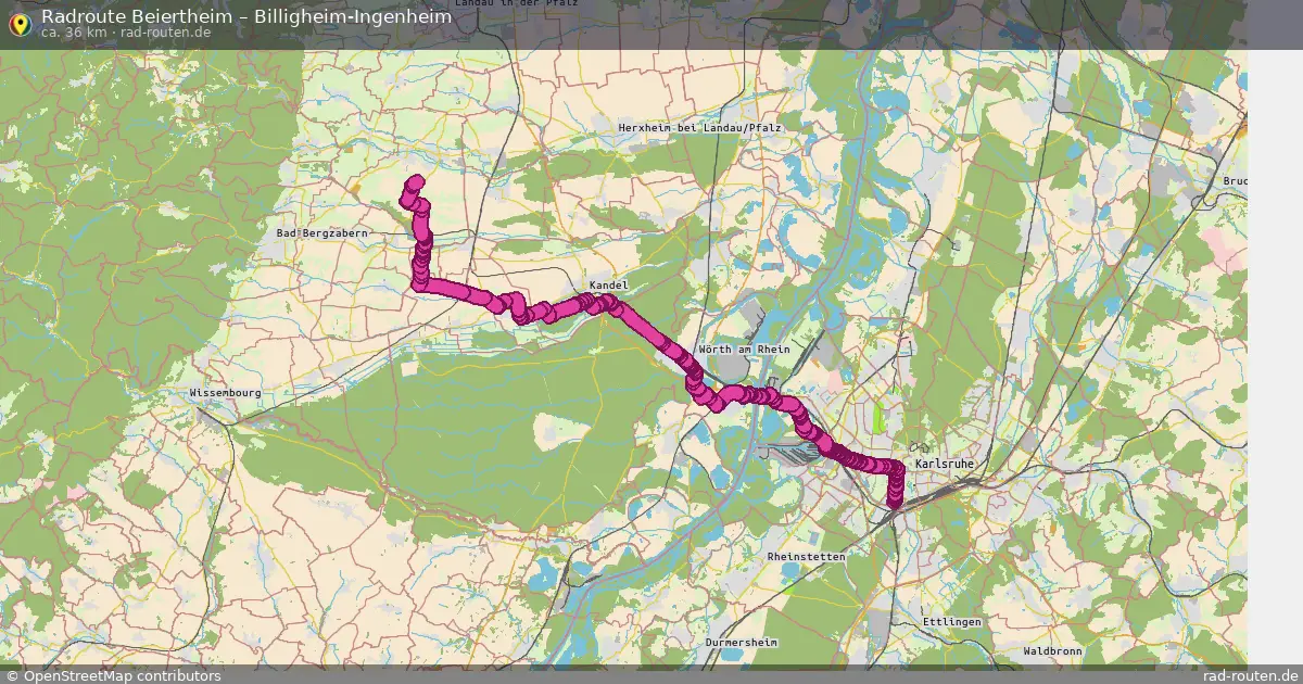 Fahrradroute Beiertheim – Billigheim-Ingenheim (36 km) – Rad-Routen.de