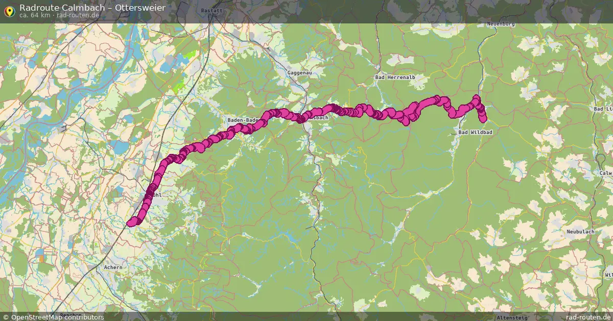 Fahrradroute Calmbach – Ottersweier (64 km) – Rad-Routen.de