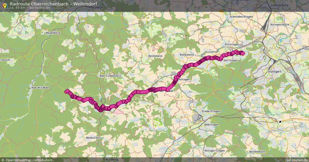 Fahrradroute Oberreichenbach – Weilimdorf (49 km) – Rad-Routen.de