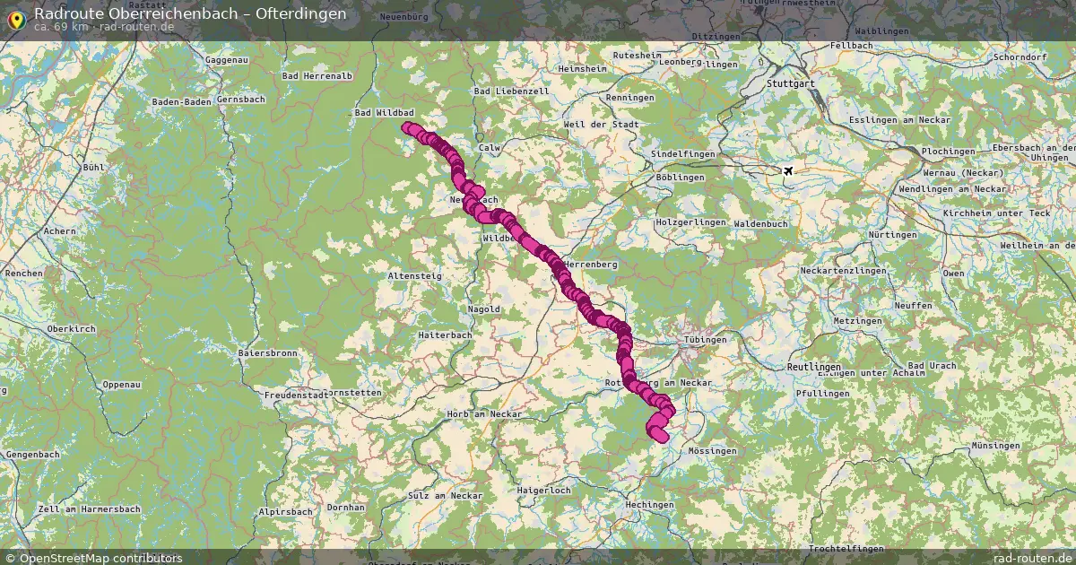 Fahrradroute Oberreichenbach – Ofterdingen (69 km) – Rad-Routen.de
