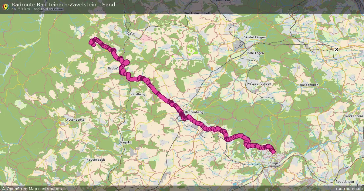 Fahrradroute Bad Teinach-Zavelstein – Sand (50 km) – Rad-Routen.de